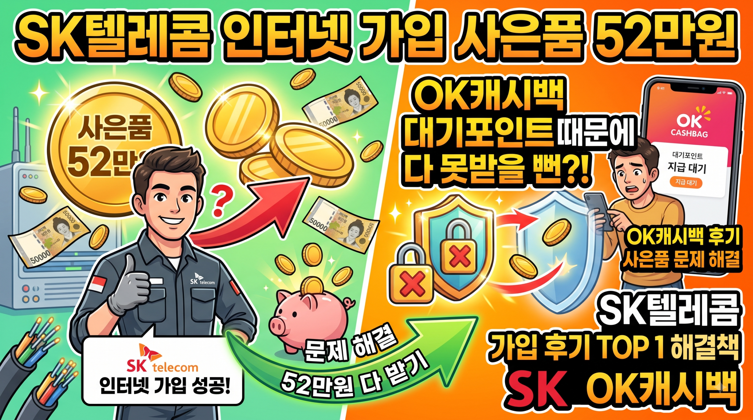 SK텔레콤 인터넷 가입 사은품 OK캐시백 대기포인트 후기