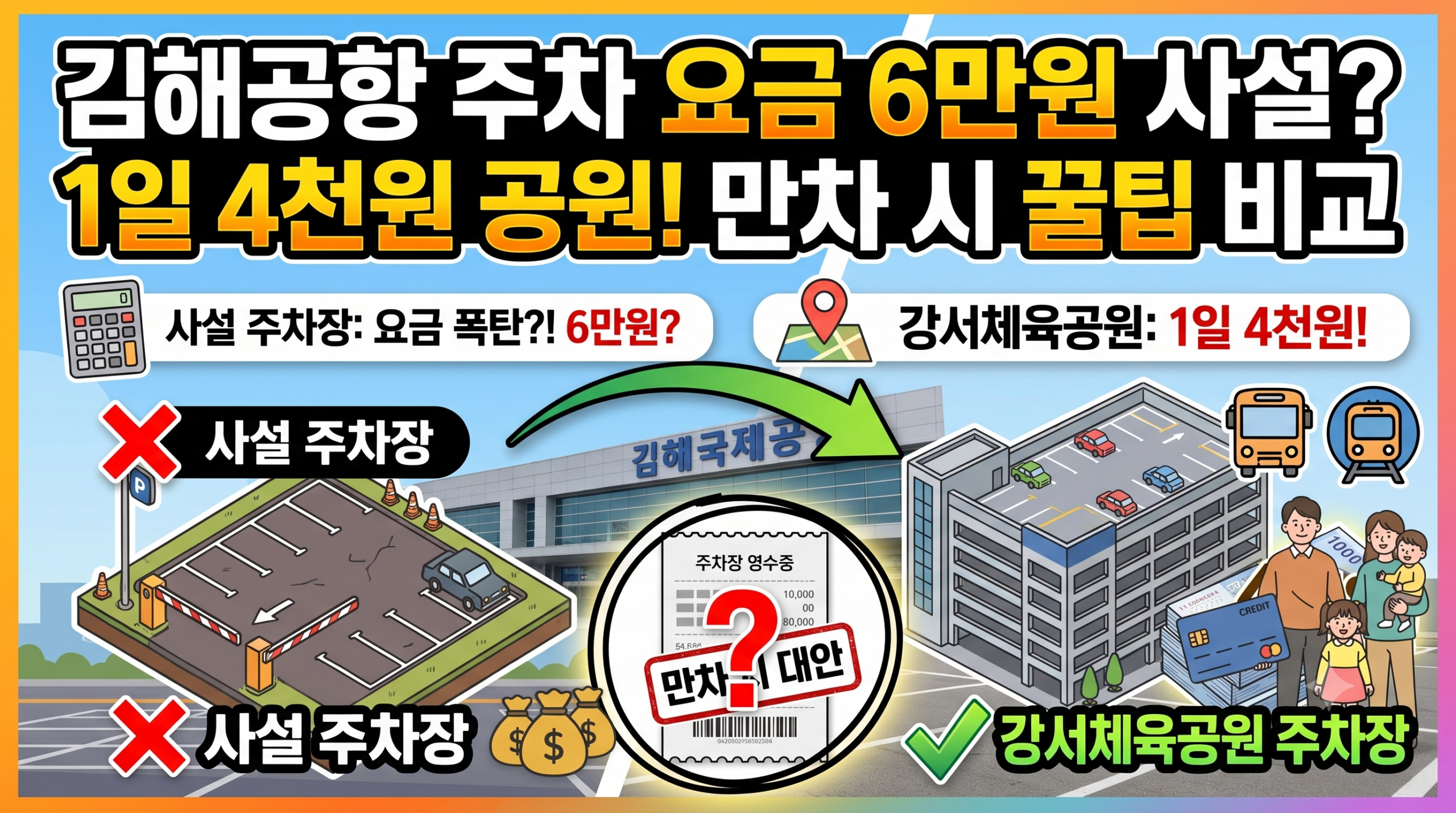 김해공항 주차 요금표 및 강서체육공원 주차비 비교표