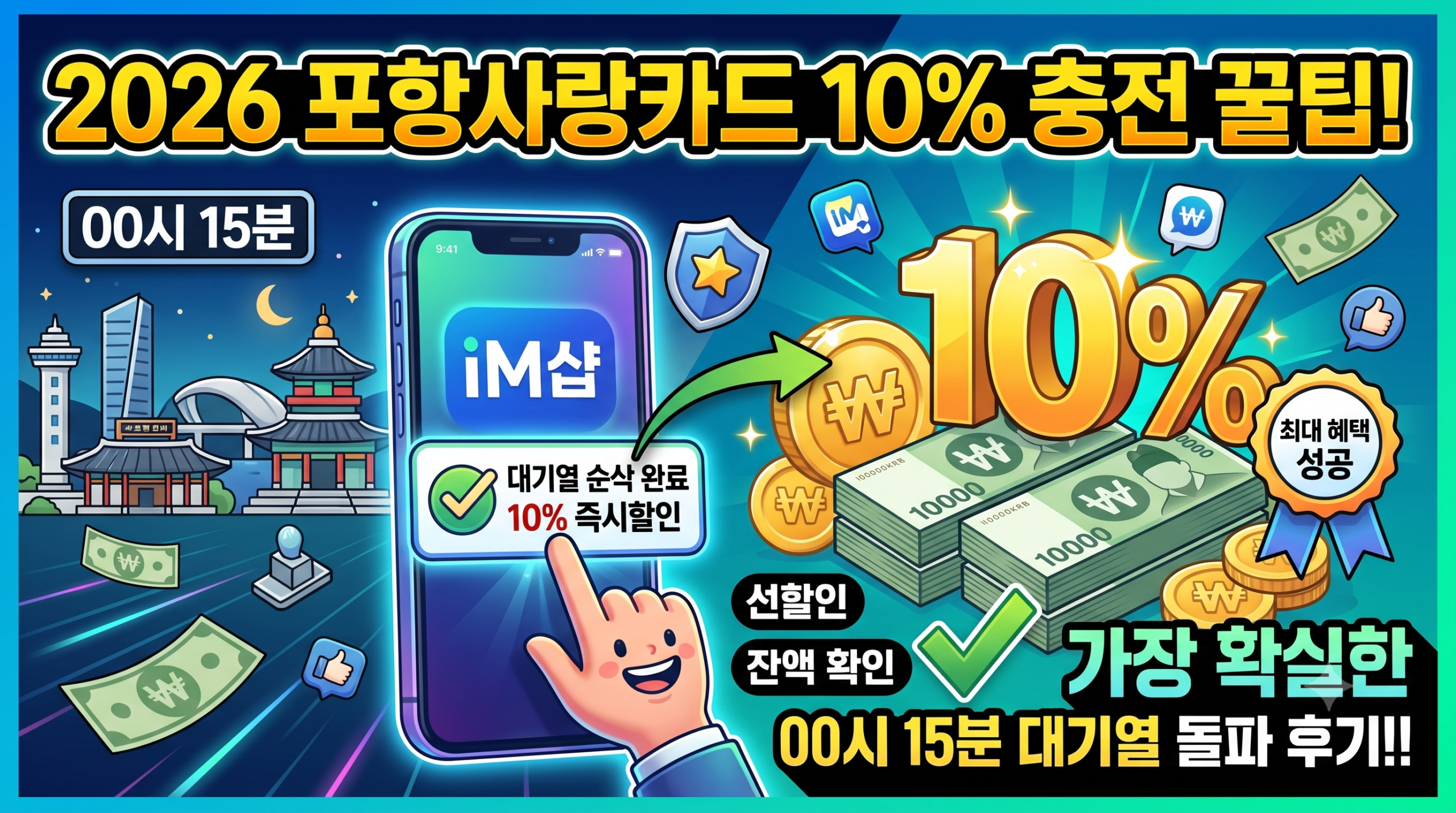 2026 포항사랑카드 모바일 발급 및 충전 화면 안내