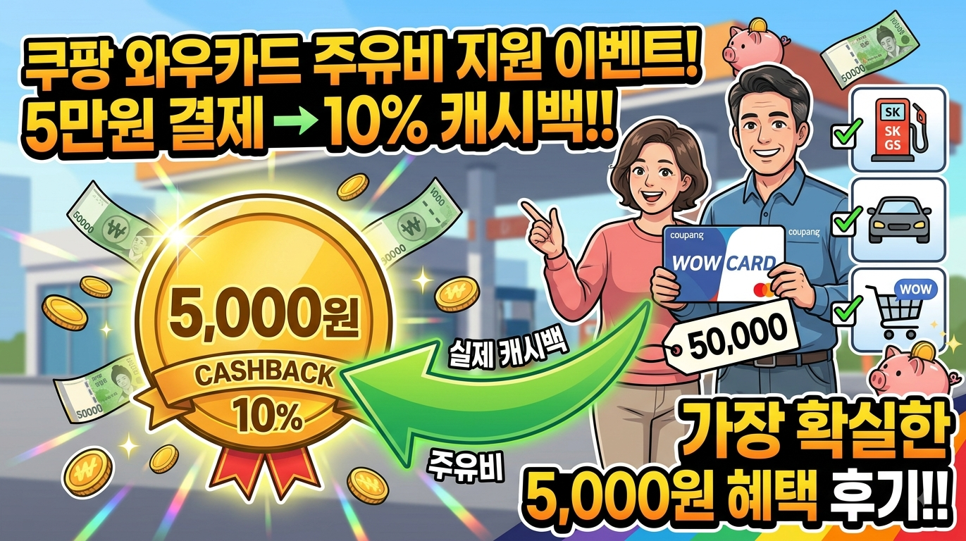 쿠팡 와우카드 주유비 지원 이벤트 결제 후기