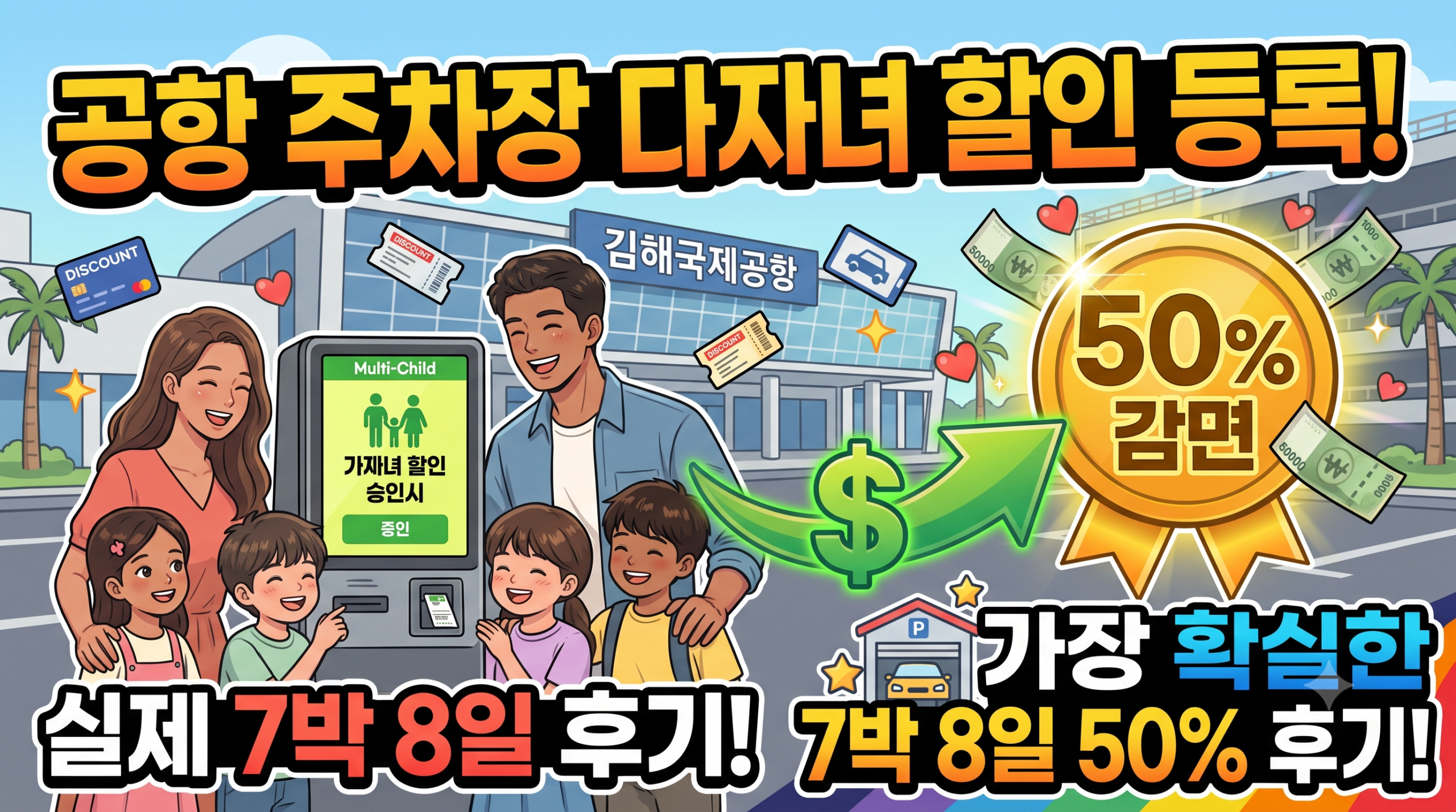 공항 주차장 다자녀 할인 50퍼센트 감면 결제 영수증 내돈내산