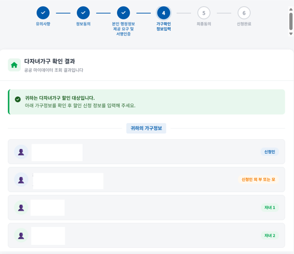 고속도로 통행료 할인 다자녀 가구 확인 및 감면 대상 판정 결과